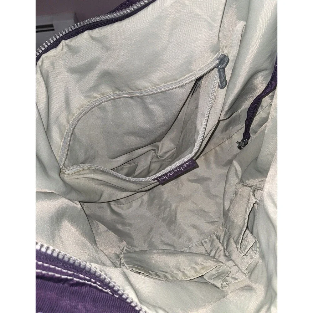 Kipling Farrah Purple Nylon Large Shoulder Bag Crossbody Hobo Slouched Handbag